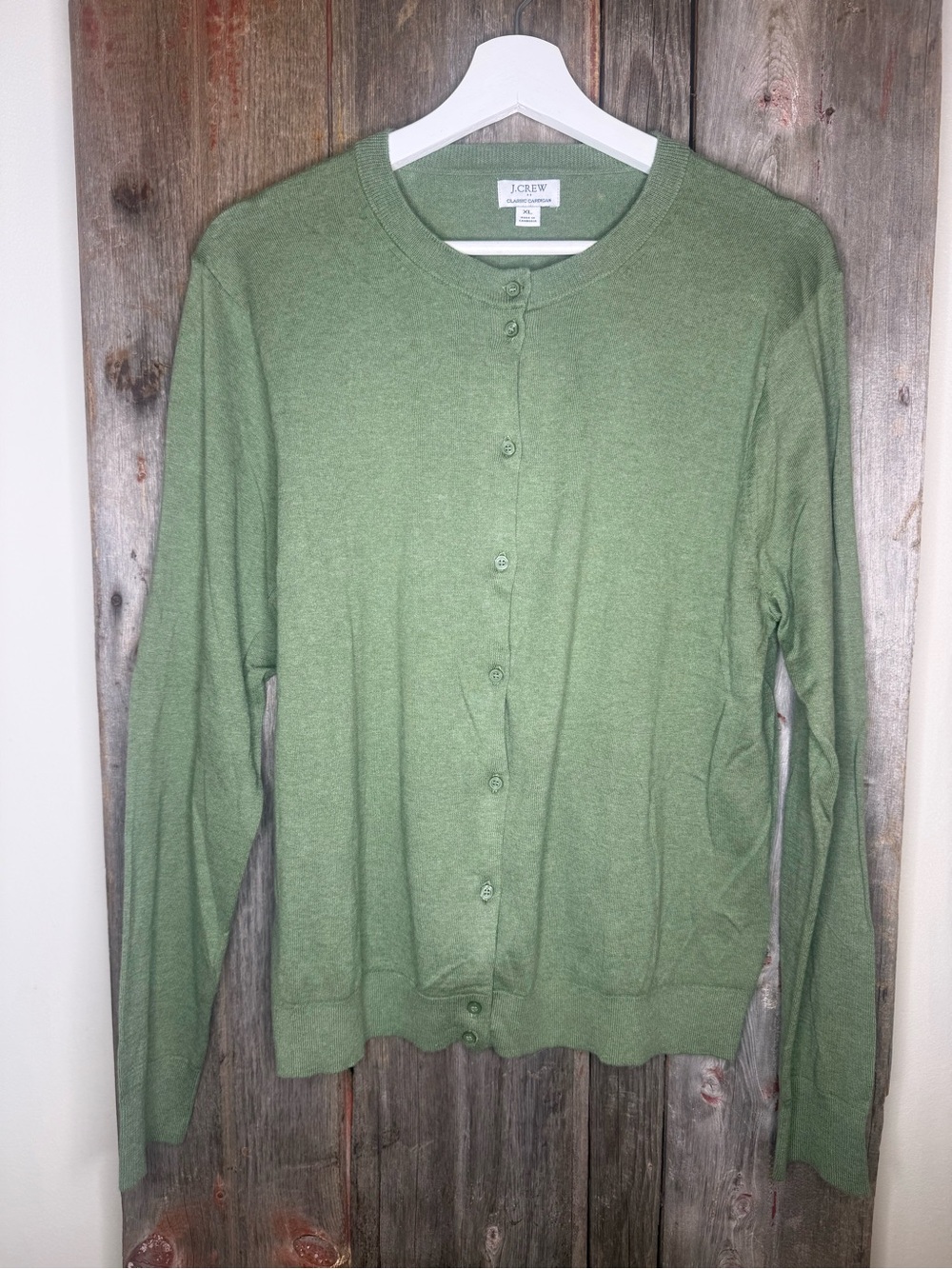 J. Crew Factory Classic Cardigan Cotton Button Front Sweater in Olive Green XL